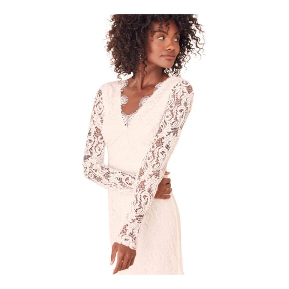 Lulus Way to Be Loved White Lace Long Sleeve Maxi Dress Women's Size Extra Small - Picture 3 of 14